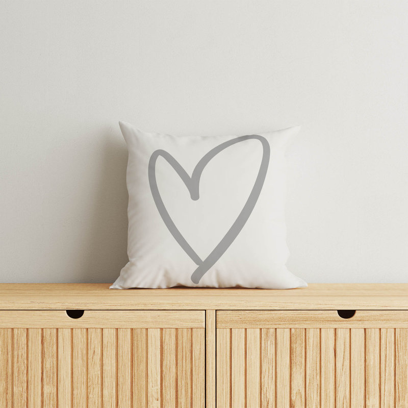 Coussin Love, H 18 po x l 18 po, Ivoire / gris anthracite géométrique