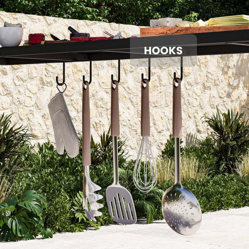 Belmont 1.8M X 3.6M Outdoor BBQ Patio Hard Top Grill Gazebo With Slop Roof, Bar Table Counter With Hooks And Opener