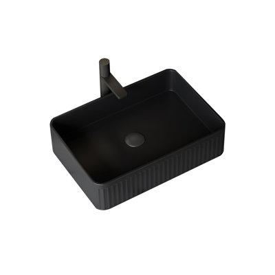 Élégant lavabo rectangulaire en céramique noir mat pour les salles de bain modernes