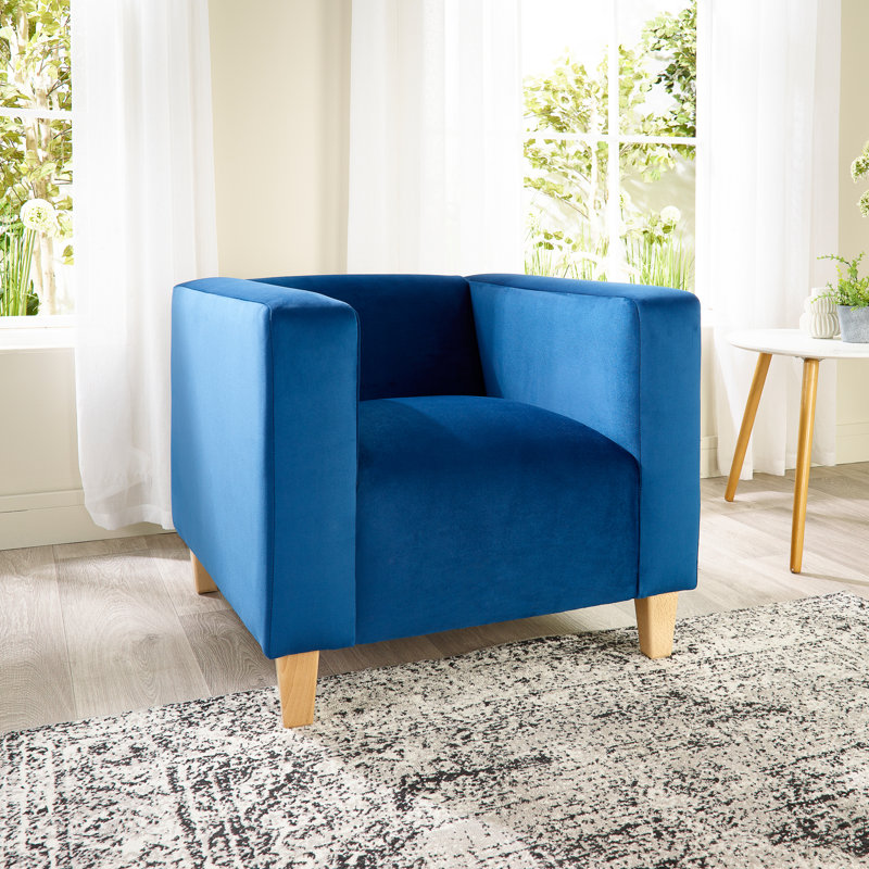 Audu Velvet Armchair, Navy