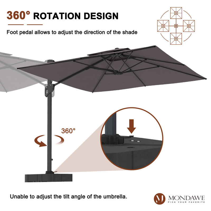Parasol en porte-à-faux Angelia, Gris foncé
