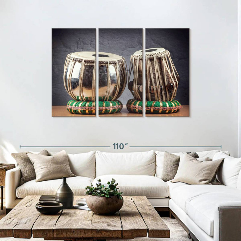 Abarca Tabla Drums, H 48 po x l 74 po