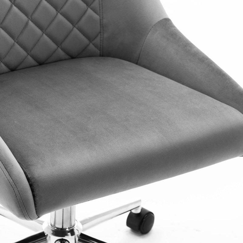 Velvet Task Chair, Chrome, Grey