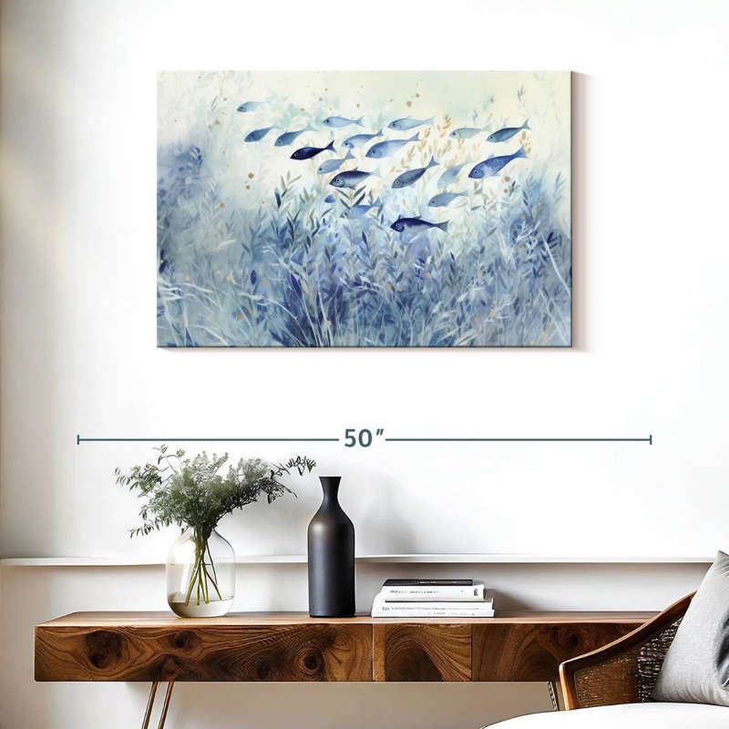 Blue School Of Fish, 24" H x 36" W