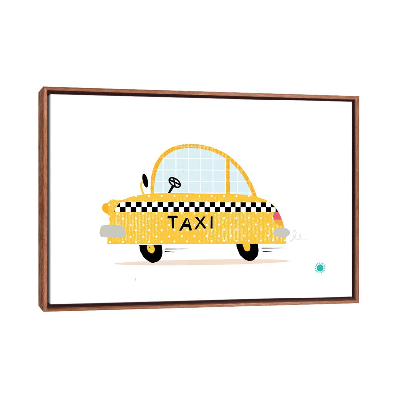 Jaune - impression, Pas de tapis, Toile avec cadre brun, H 18 po x l 26 po x P 1,5 po