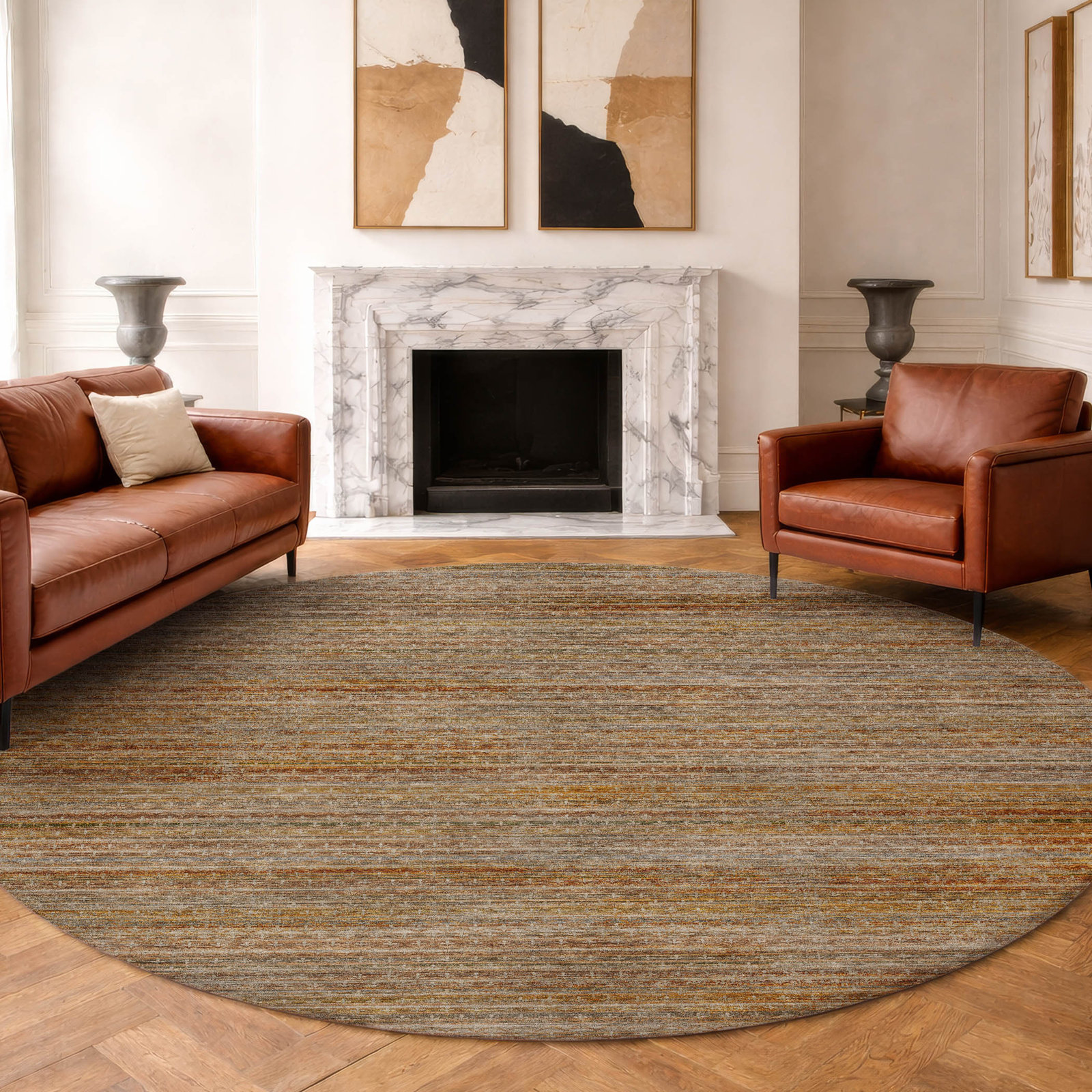 Premium Machine Washable Tirico Casual Rug, Paprika, 8' Round