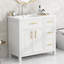 Meuble-lavabo de salle de bain avec comptoir, meuble-lavabo avec deux portes et trois tiroirs, bois massif