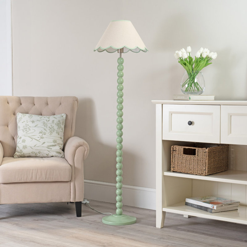 Bobbles 144cm Traditional Floor Lamp, Sage Green, White/Green