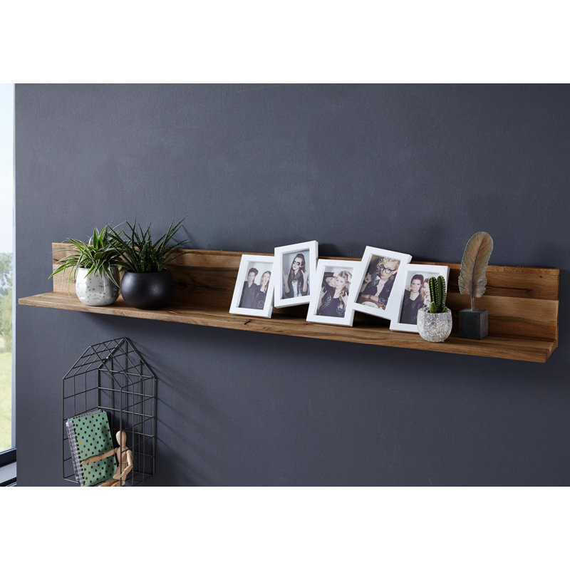 Montreux Oak Solid Wood Floating Shelf, 19cm H x 165cm W x 17cm D, Ecru