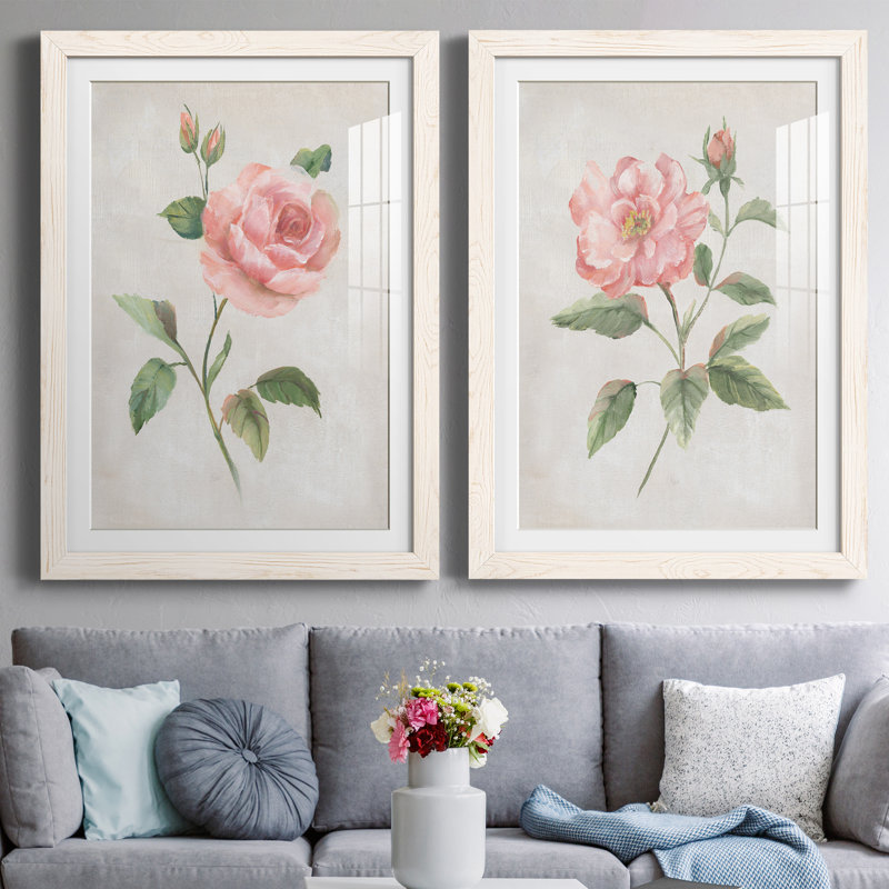 Grandiflora I - Ensemble de 2 peintures, Papier encadré blanc, H 31,5 po x l 47 po x P 1,5 po