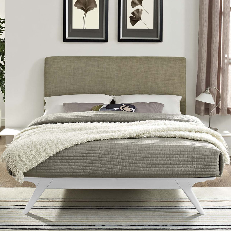 Modway Tracy Platform Bed Frame, Queen, Latte, Manufactured Wood