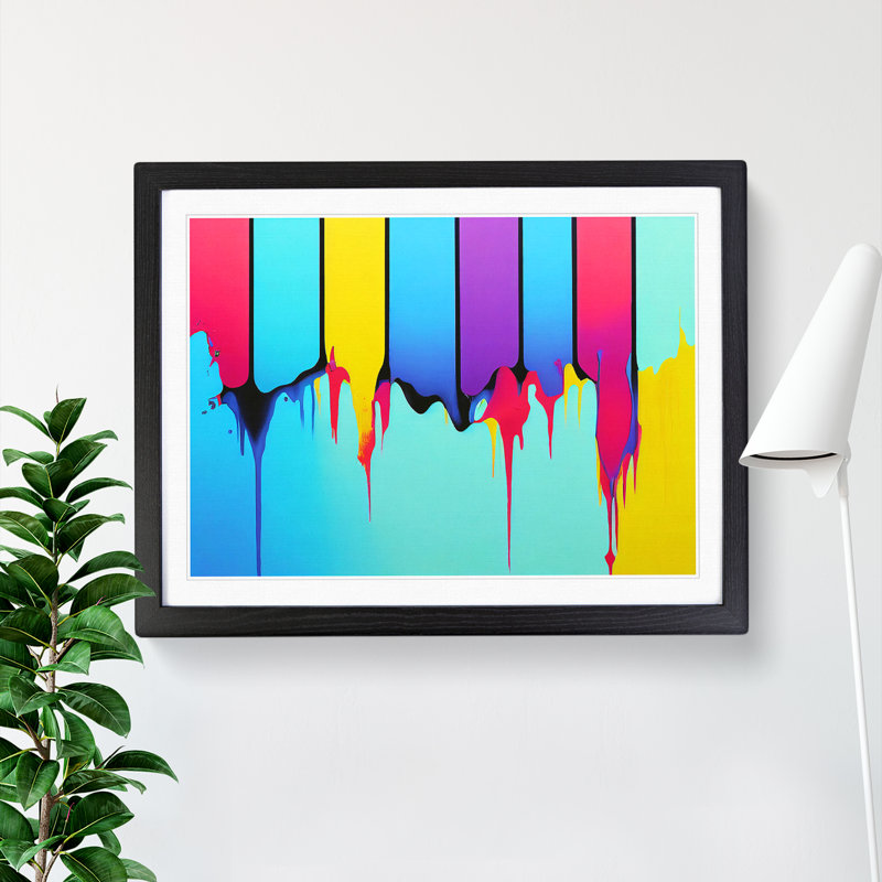 XH1022-8335X Stimulating Modern Abstract Art - Single Picture Frame Print, Black, 46cm H x 64cm W x 2cm D
