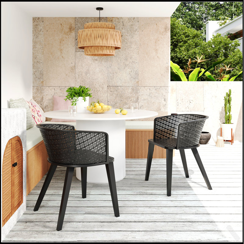 Ensemble de 2 chaises de salle à manger d'extérieur Milan, de conception ergonomique et résistante aux intempéries pour le confort du patio et du jardin