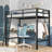 Twin Metal Loft Bed With L-Shaped Desk, Charging Station Loft Bed Frame Twin Size, Safety Guard & Ladder, No Box Spring Needed, Black