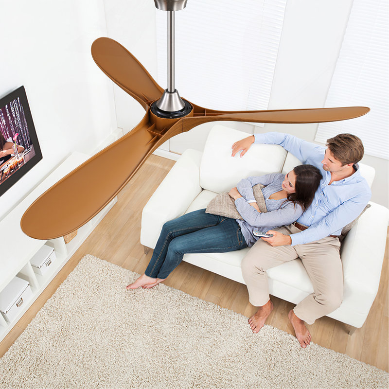 Ventilateur de plafond 60 pouces sans pales 3 lumières ABS avec commande intelligente, Brun pâle