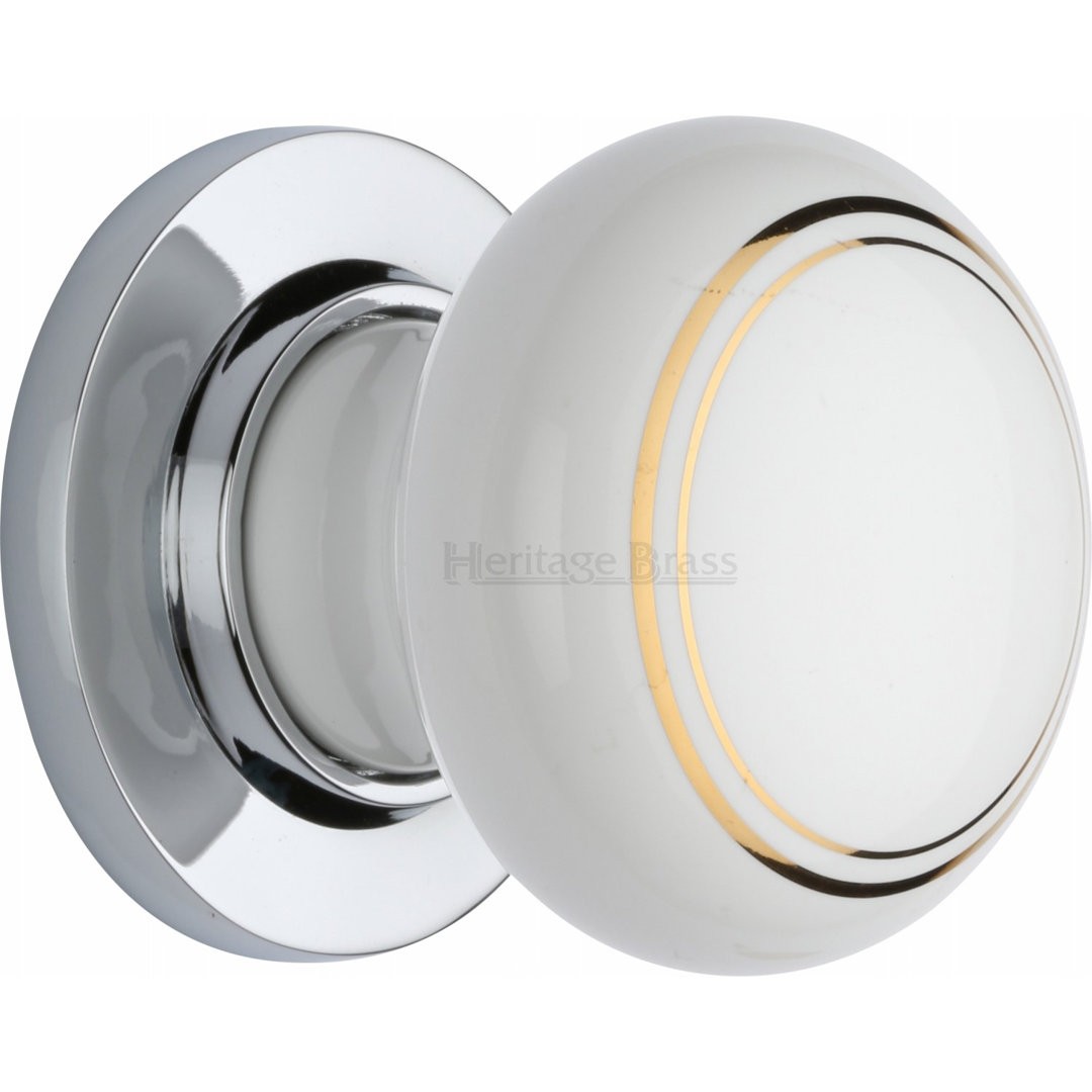 Heritage Brass Gold Line Porcelain Door Knob on Rose