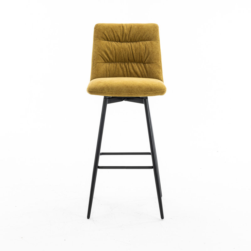 Tammo Upholstered Counter Stool with Metal Frame, Mustard
