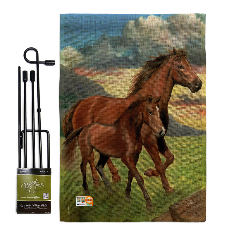 En toile jute à 2 côtés americana cheval à 2 côtés 19 po x 13 po drapeau de jardin