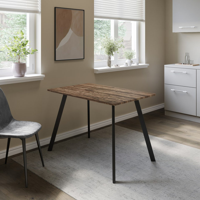 Metal Base Dining Table, Rustic Oak