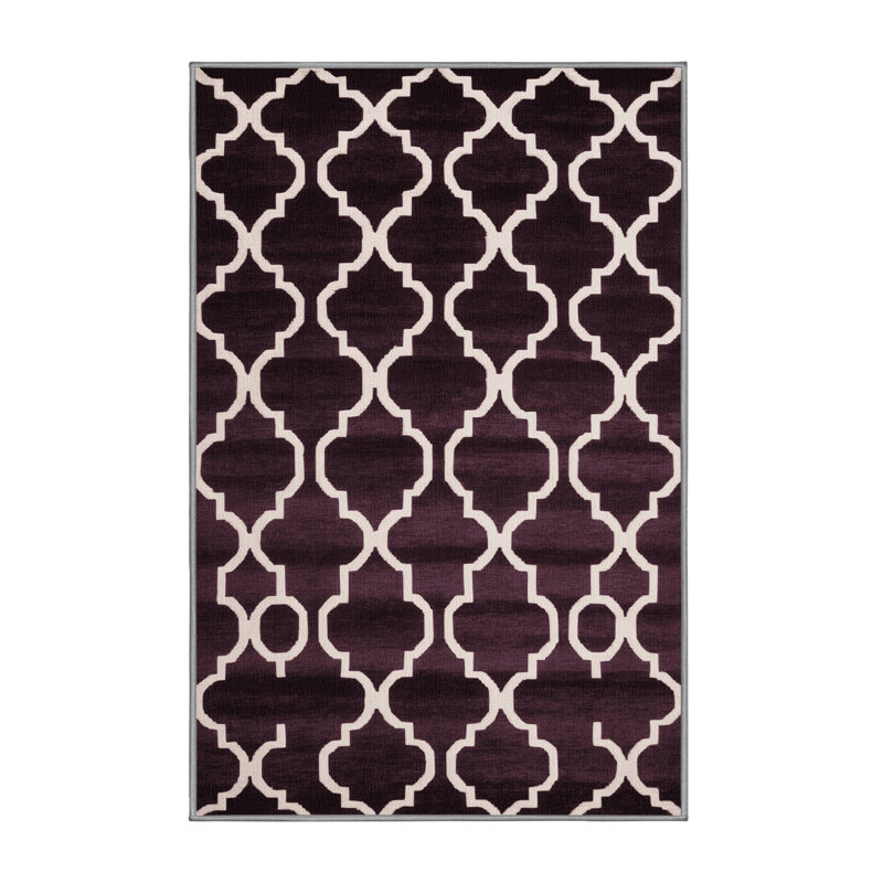 Tapis brun treillis lavable à la machine, Rectangle 7 pi x 9 pi