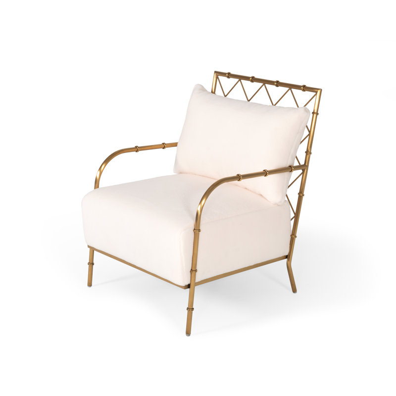 Boualam Stylish Velvet Accent Chair, White Velvet