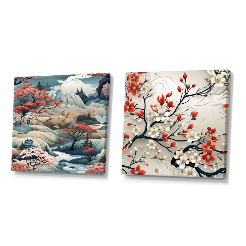 Ebre - Ensemble de 2 collages carrés abstraits, Toile tendue, H 36 po x l 73 po