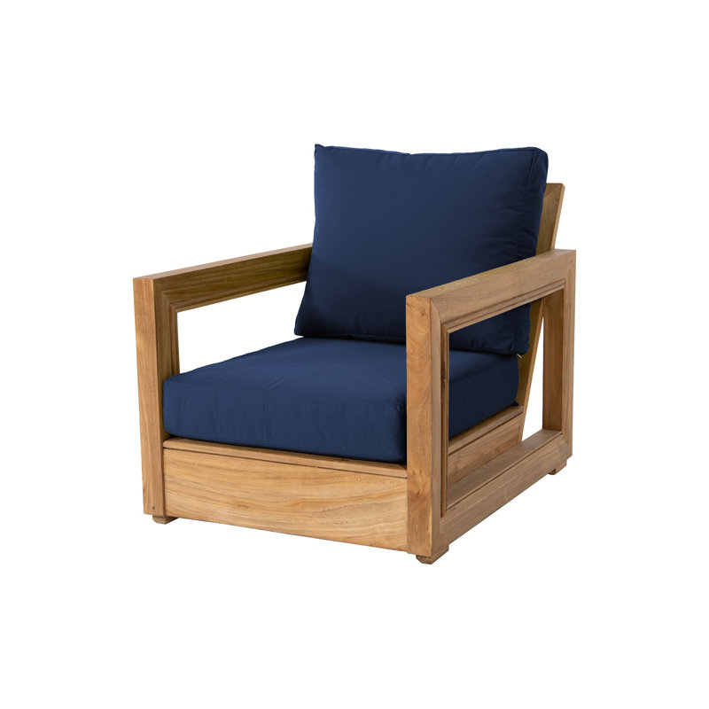 Iromel Teak Outdoor Lounge Chair , Sunbrella® Cushions Included, Navy