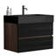 Meuble-lavabo de 30 po avec conception murale flottante, lavabo noir mat, tiroirs souples, esthétique Mid-Century, planches de classe E1, laque E0, fermeture de 50000 fois le style moderne, lavabo une pièce,-130836871-130836873-130836870