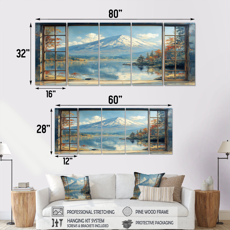 «White Winter Mount Fuji In Japon I», ensemble d'art mural sur toile Japon, H 28 po x l 60 po