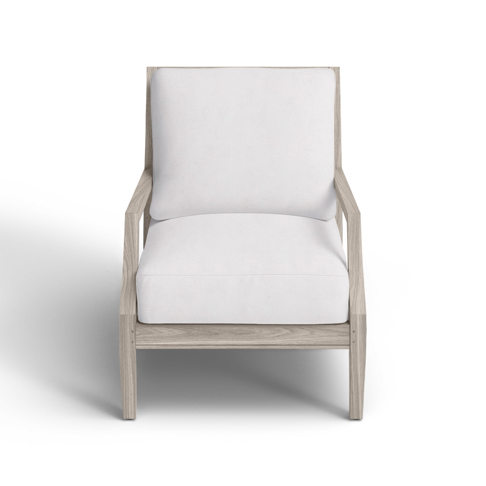 Haley Sunbrella® Patio Lounge Chair, Oyster Teak, Snow Sunbrella® Linen, No welt + Standard fill