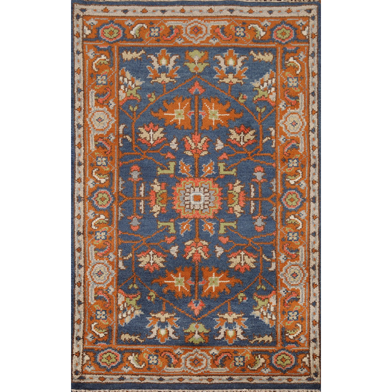Tapis bleu traditionnel indien 3x5