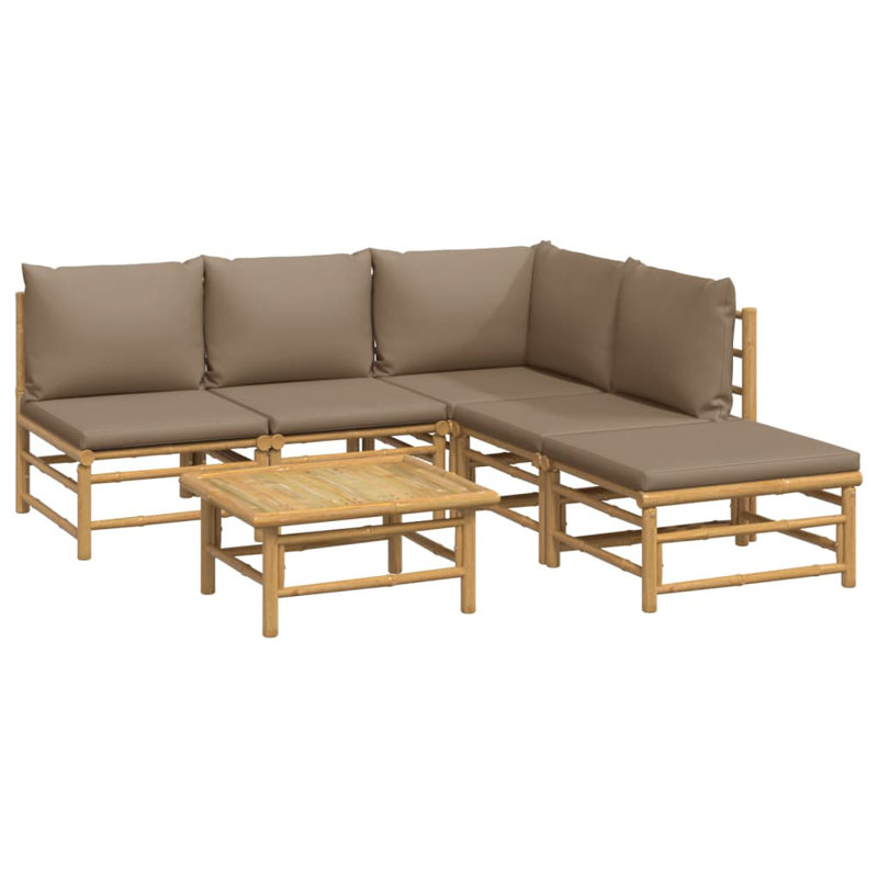 5 - Person Patio Conversation Set with Cushions, Taupe
