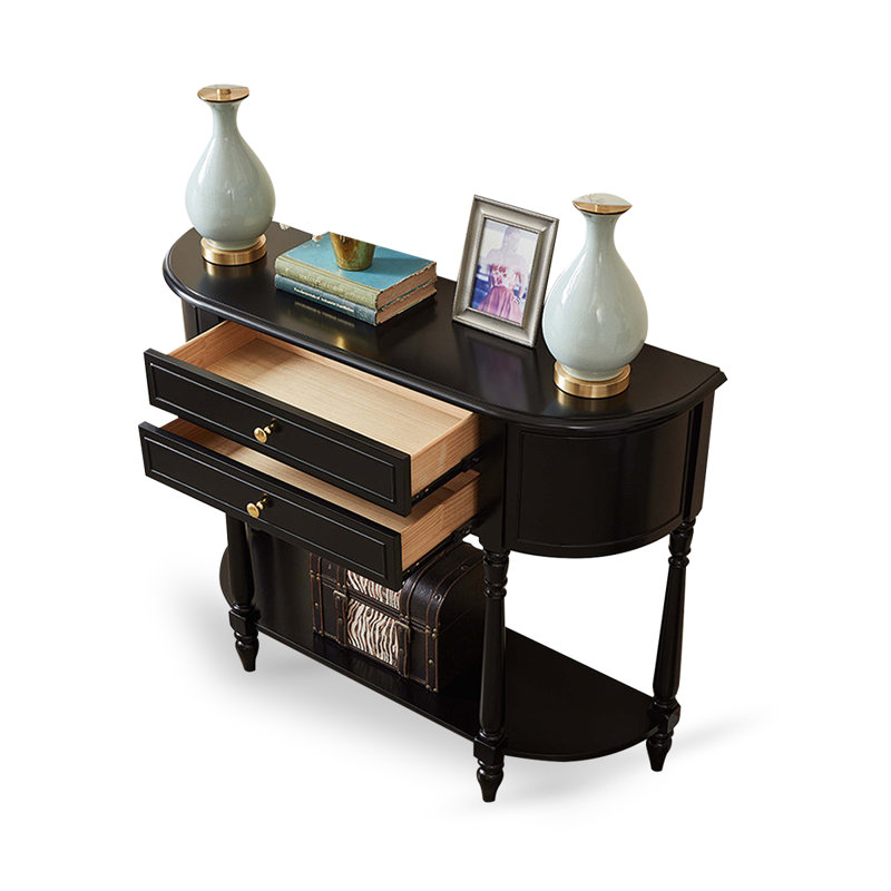 Console noire en bois massif, 35.43, Noir