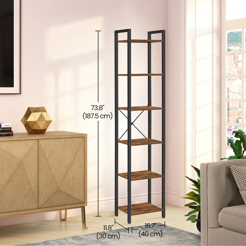 Lakesha Etagere Bookcase, Ebony Black, (6 Shelves) 187.5cm H x 40cm W x 30cm D