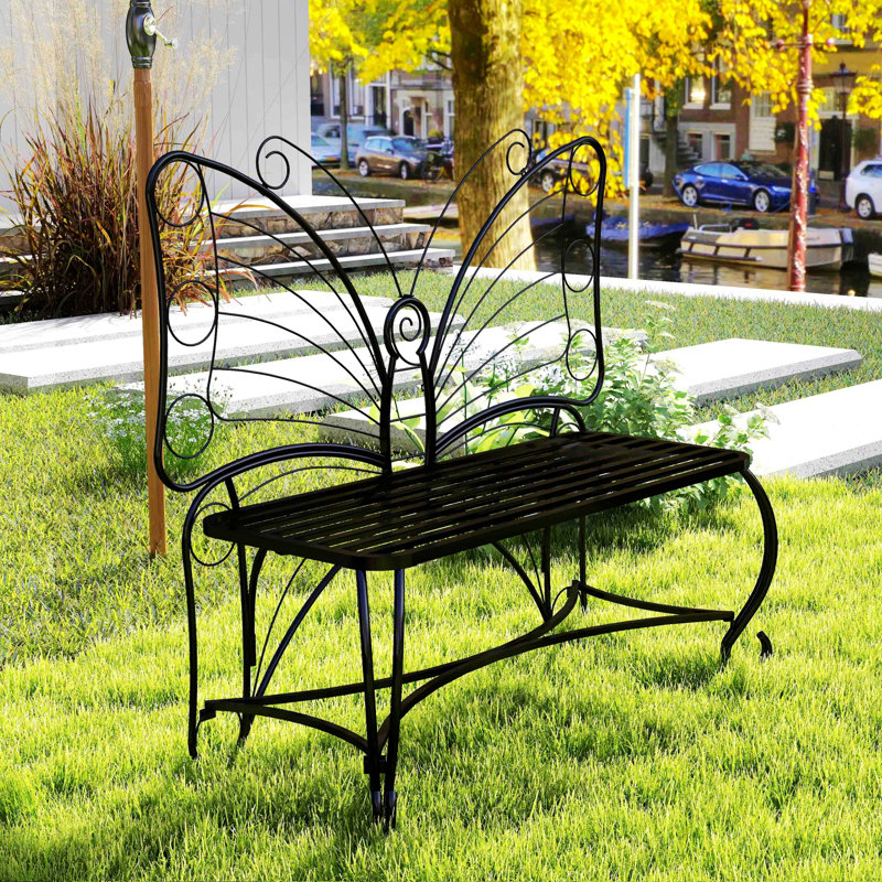 Banc de jardin en métal, banc d'extérieur, banc de parc pour jardin, cour, parc, entrée