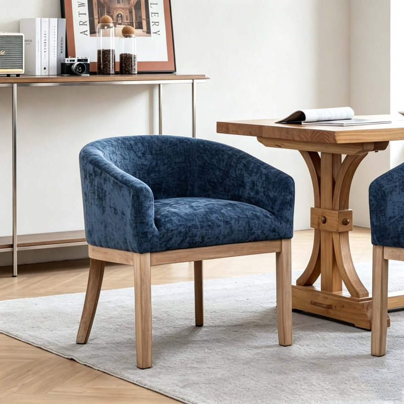Modern Upholstered Barrel Dining Chairs, Blue