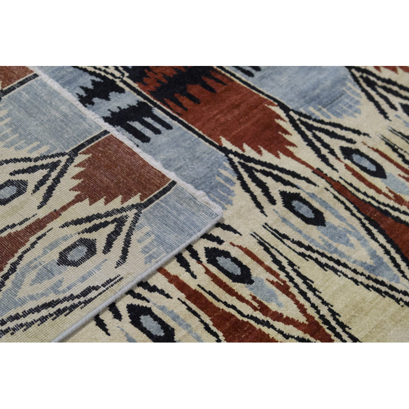 Tapis bleu de haute qualité noué à la main