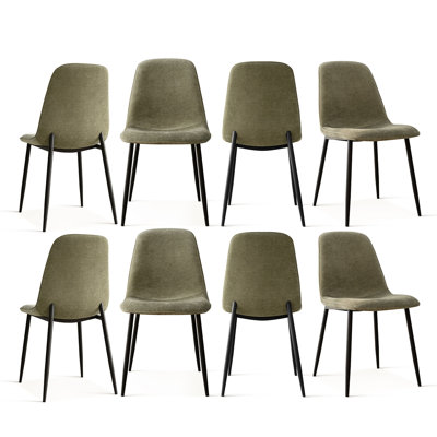 Upholstered Chenille Fabric Side Dining Chair (Set of 8)