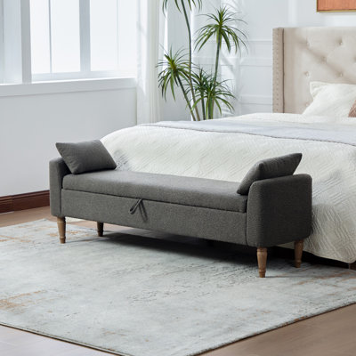 BoucléStow Modern Upholstered Storage Bench with Solid Wood Frame and Foam Seat