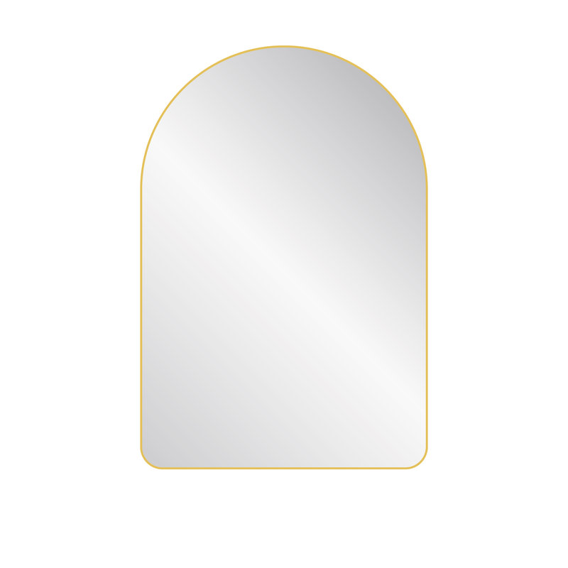 Arched Wall Mirror with Metal Frame, Gold