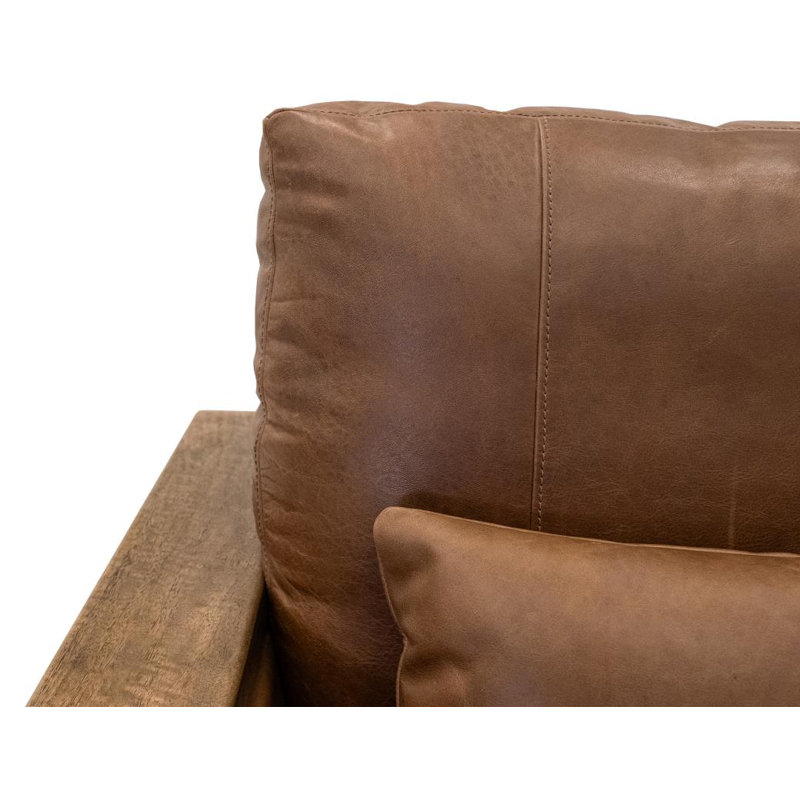 Fauteuil d'appoint rembourré en cuir véritable Gilkey