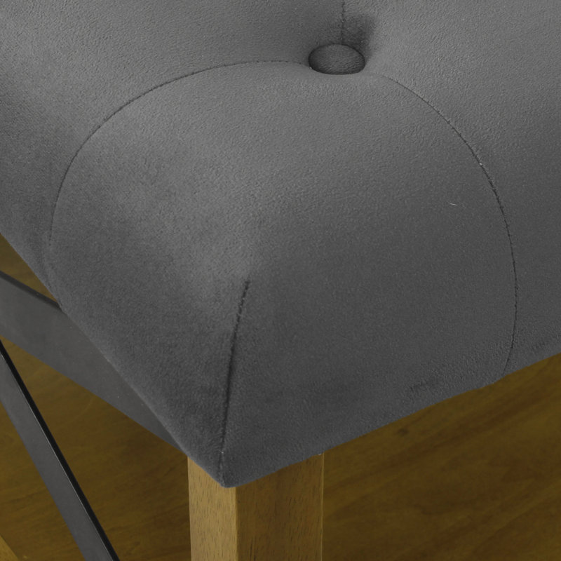 Repose-pieds capitonné avec rangement en bois 30 po Byrdstown, Microfibre grise