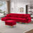 114" U Shaped Chenille Sectional Sofa with Chaise Ottoman and Gold Legs-860218129
