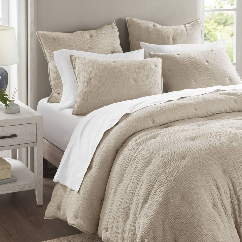 Breeze Cotton Gauze Embroidered Euro Sham, Taupe