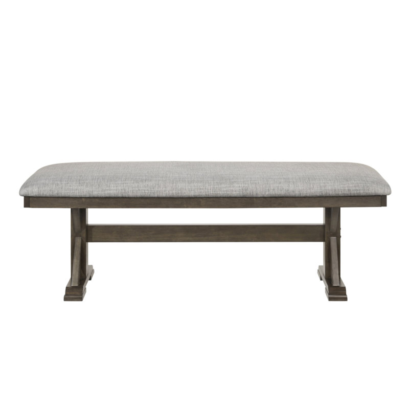 1Pc Rustic Upholstered Dining Bench Rich Wood Finish Wooden Dining Room Furniture Brown, 18.7" H x 53.4" W x 16" D
