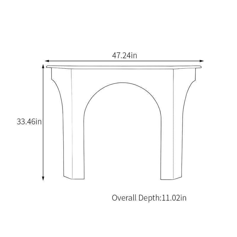 Console ArcAcrylique, H 33,46 po x l 47,24 po x P 11,02 po, Noir