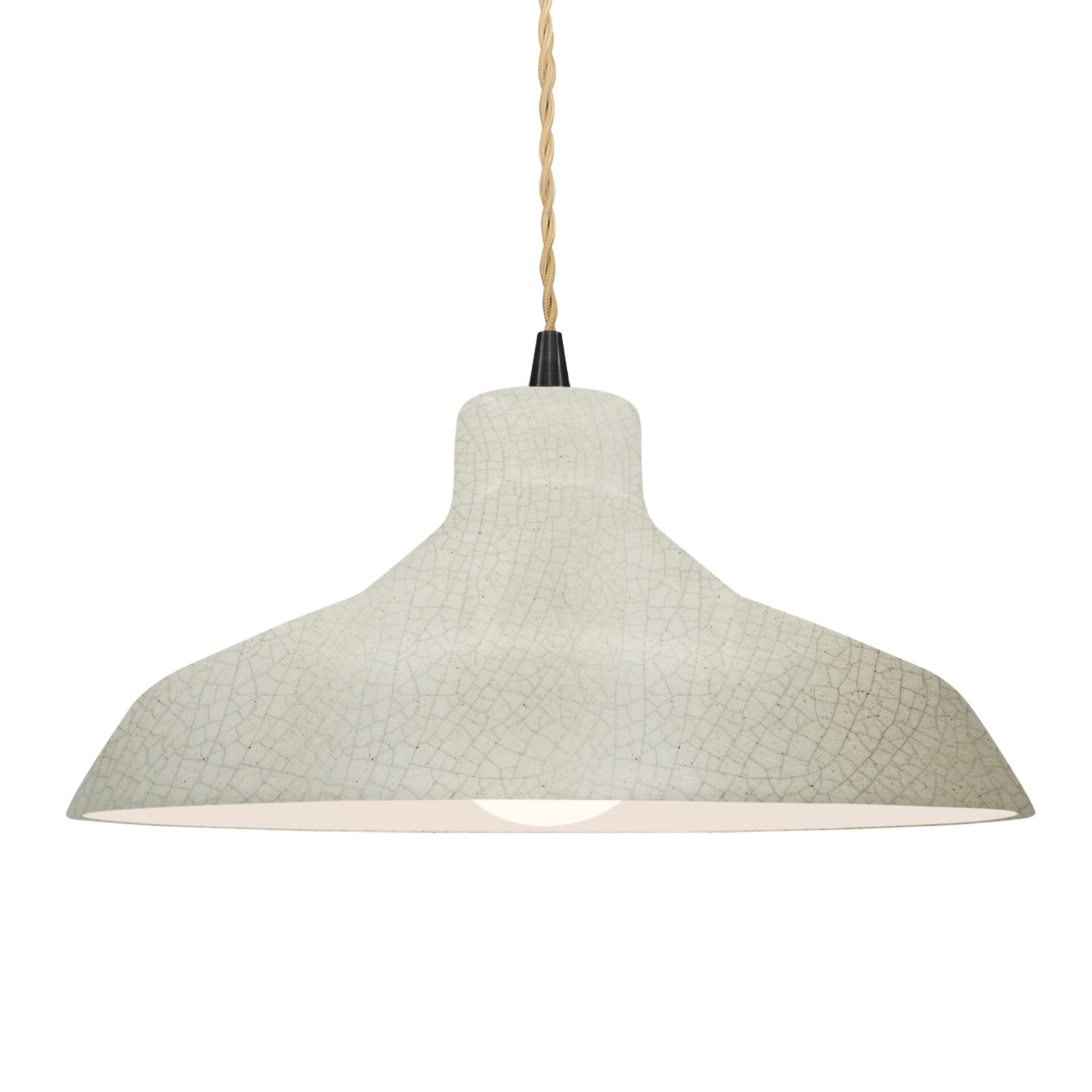 Fallon Ceramic Dimmable Pendant, 7.5" H x 15.5" W x 15.5" D, Celadon Green Crackle, Matte Black