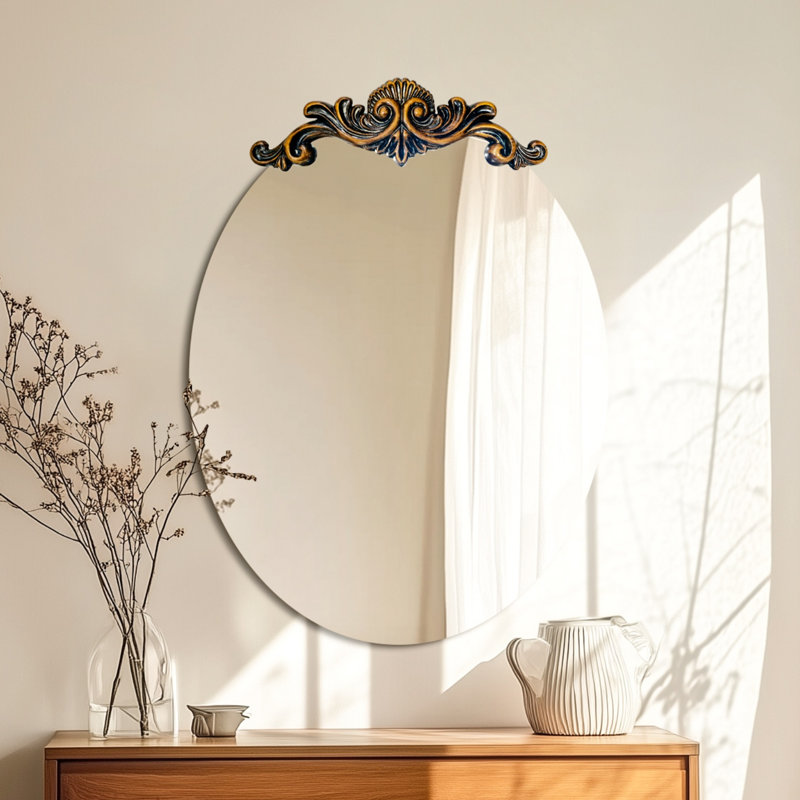 Oval Vintage Mirror Antique Wall Mirror, 29.33" x 19.68"