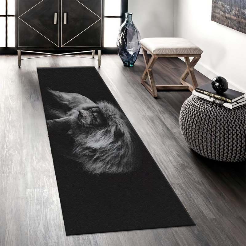 Non Woven Thin Printed Rug Featuring an Intricate Geometric Pattern in Earthy Hues Perfect for Adding a Stylish Touch to Any Living Space