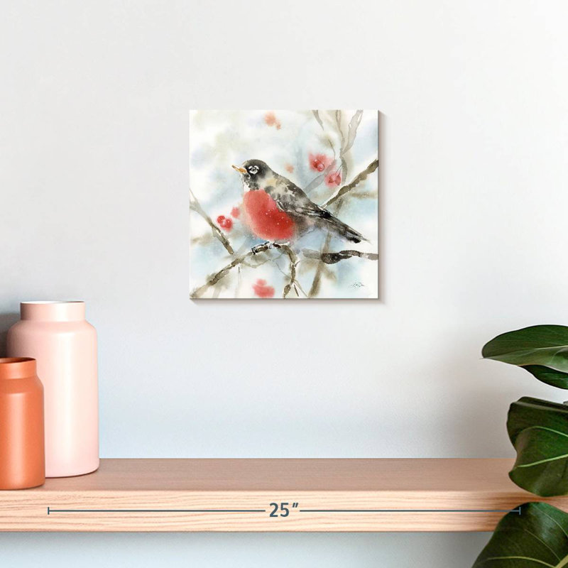 Brampt Perched Winter Robin, 10" H x 10" W